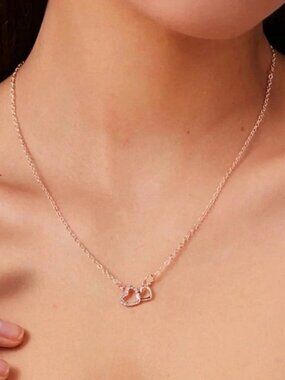 ⚠️Clearance Rose Gold Rhinestone Heart Charm Necklace SS